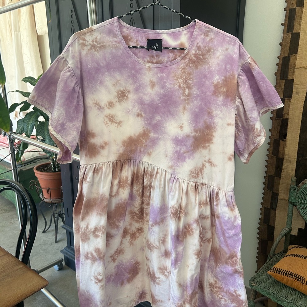 Et Tigre Women’s Size XS / S Tie-Dye Mini Dress in Purple and Brown With Pockets